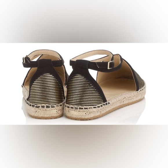 NEW Jimmy Choo Donna Metallic Striped Strappy Gold Black Espadrille Sandal 8.5 - Picture 4 of 16